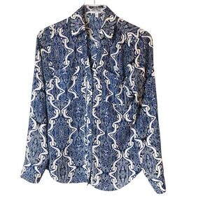 Express Portofino‎ Original Fit Blue & White Baroque Button Down Women's Size S
